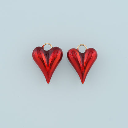 18K Gold Filled Heart Pendant,Enamel Heart Charm Bracelet Necklace for DIY Jewelry Making Supply