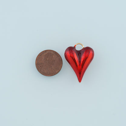 18K Gold Filled Heart Pendant,Enamel Heart Charm Bracelet Necklace for DIY Jewelry Making Supply