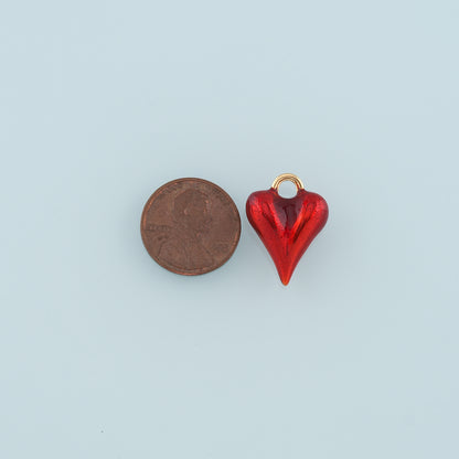 18K Gold Filled Heart Pendant,Enamel Heart Charm Bracelet Necklace for DIY Jewelry Making Supply