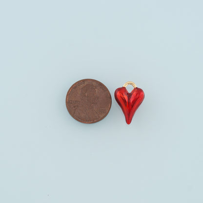18K Gold Filled Heart Pendant,Enamel Heart Charm Bracelet Necklace for DIY Jewelry Making Supply