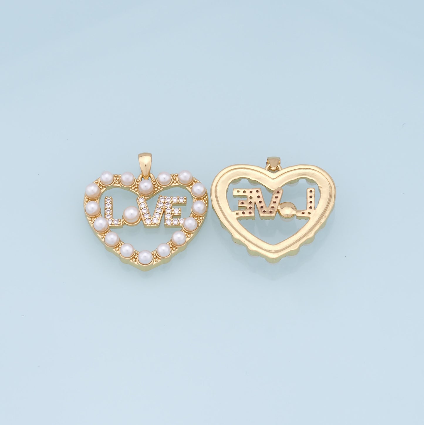 Gold Heart Charms,18K Gold Filled Heart Pendant,Heart Love Charm Bracelet Necklace for DIY Jewelry Making Supply