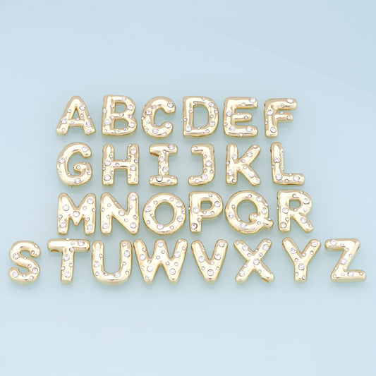 Gold letter Charms,18K Gold Filled letter Pendant,initial Charm Bracelet Necklace for DIY Jewelry Making Supply