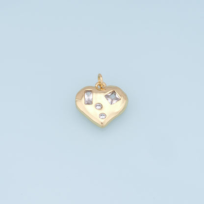 Gold Heart Charms,18K Gold Filled Heart Pendant,Heart Charm Bracelet Necklace for DIY Jewelry Making Supply
