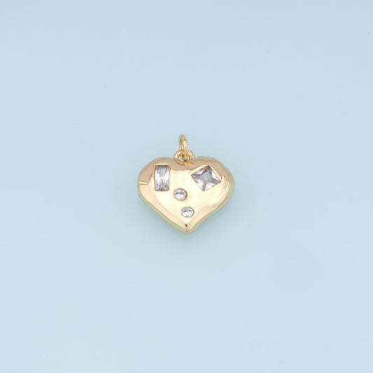 Gold Heart Charms,18K Gold Filled Heart Pendant,Heart Charm Bracelet Necklace for DIY Jewelry Making Supply