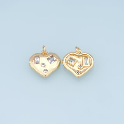 Gold Heart Charms,18K Gold Filled Heart Pendant,Heart Charm Bracelet Necklace for DIY Jewelry Making Supply