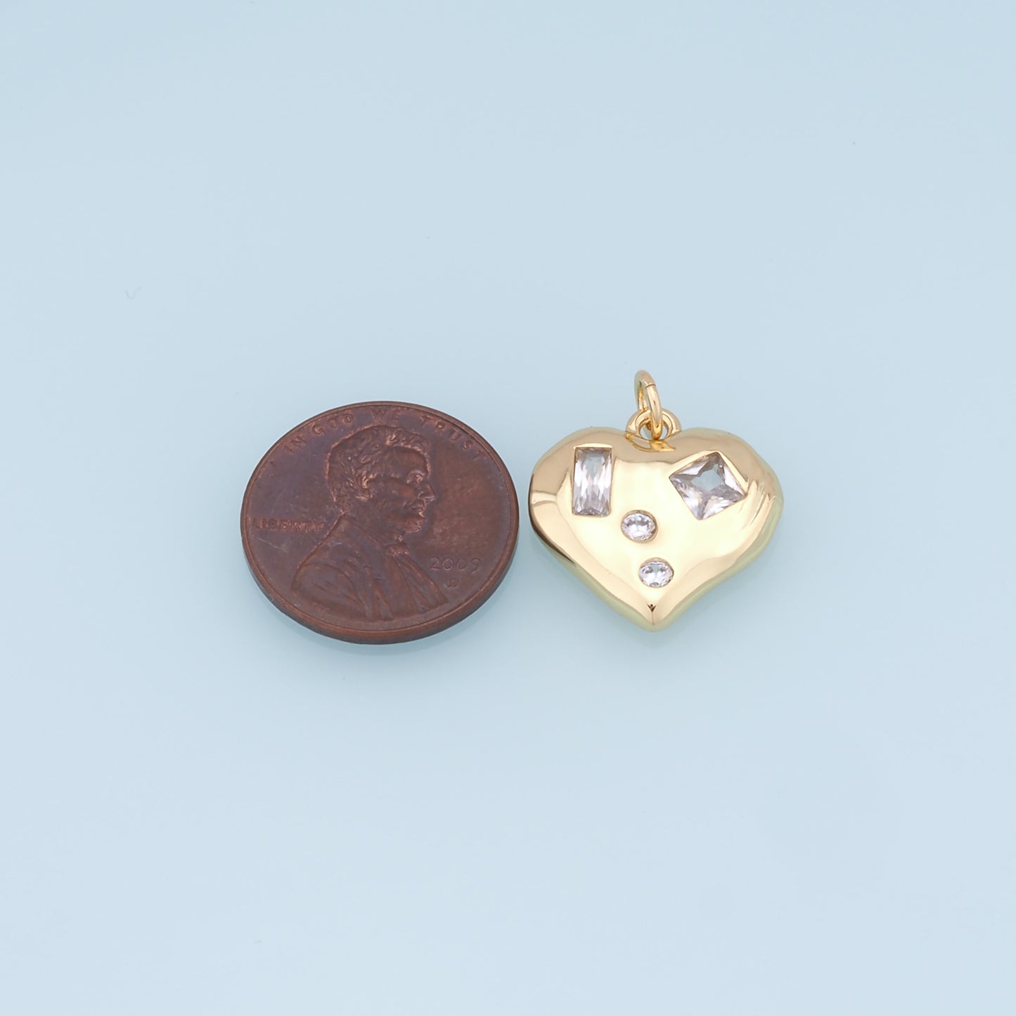 Gold Heart Charms,18K Gold Filled Heart Pendant,Heart Charm Bracelet Necklace for DIY Jewelry Making Supply