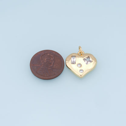 Gold Heart Charms,18K Gold Filled Heart Pendant,Heart Charm Bracelet Necklace for DIY Jewelry Making Supply