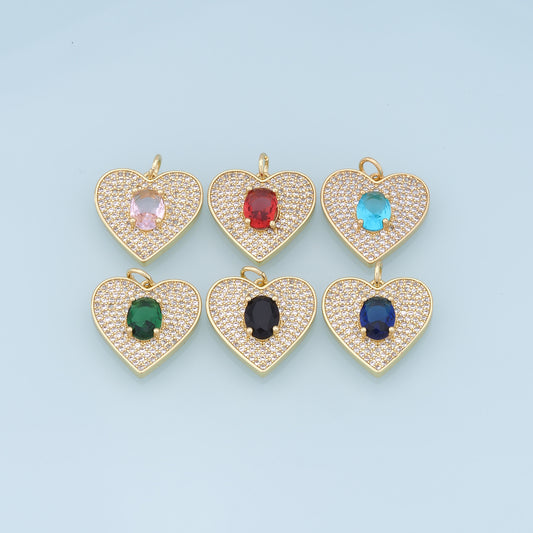 Gold Heart Charms,18K Gold Filled Heart Pendant,crystal Heart Charm Bracelet Necklace for DIY Jewelry Making Supply