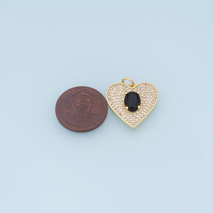 Gold Heart Charms,18K Gold Filled Heart Pendant,crystal Heart Charm Bracelet Necklace for DIY Jewelry Making Supply