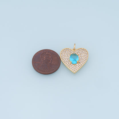 Gold Heart Charms,18K Gold Filled Heart Pendant,crystal Heart Charm Bracelet Necklace for DIY Jewelry Making Supply