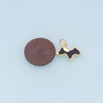 Gold Dog Charms,18K Gold Filled Enamel Dog Pendant,Cute Dog Charm Bracelet Necklace for DIY Jewelry Making Supply
