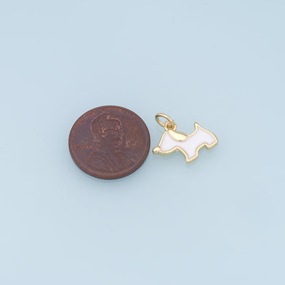 Gold Dog Charms,18K Gold Filled Enamel Dog Pendant,Cute Dog Charm Bracelet Necklace for DIY Jewelry Making Supply