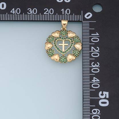 Gold Heart Charms,18K Gold Filled Heart Pendant,Heart Cross Charm Bracelet Necklace for DIY Jewelry Making Supply