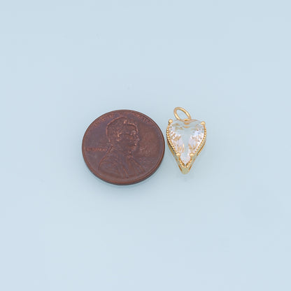 Gold Heart Charms,18K Gold Filled Heart Pendant,Heart Charm Bracelet Necklace for DIY Jewelry Making Supply
