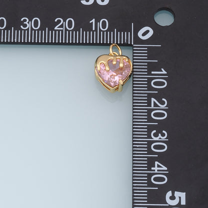 Gold Heart Charms,18K Gold Filled Heart Pendant,crystal Heart Charm Bracelet Necklace for DIY Jewelry Making Supply