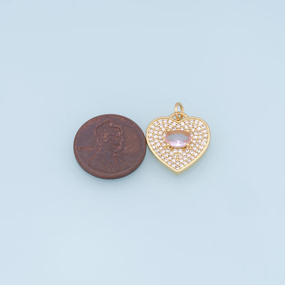 Gold Heart Charms,18K Gold Filled Heart Star Pendant,crystal Heart Charm Bracelet Necklace for DIY Jewelry Making Supply