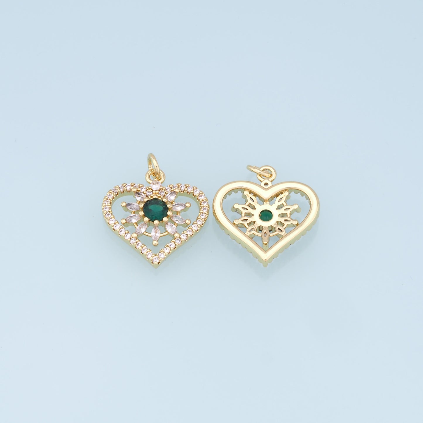 Gold Heart Charms,18K Gold Filled Heart Pendant,Heart Charm Bracelet Necklace for DIY Jewelry Making Supply