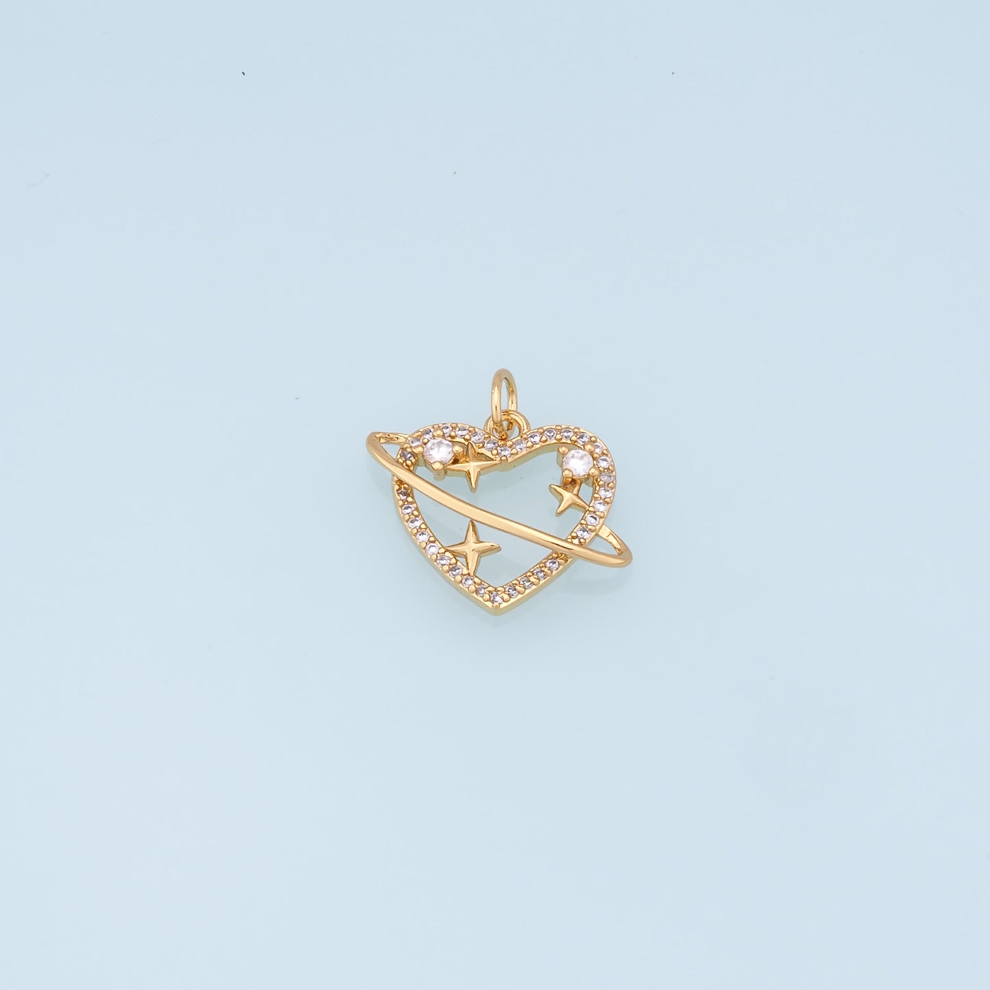 Gold Heart Charms,18K Gold Filled Heart Pendant,Heart Charm Bracelet Necklace for DIY Jewelry Making Supply