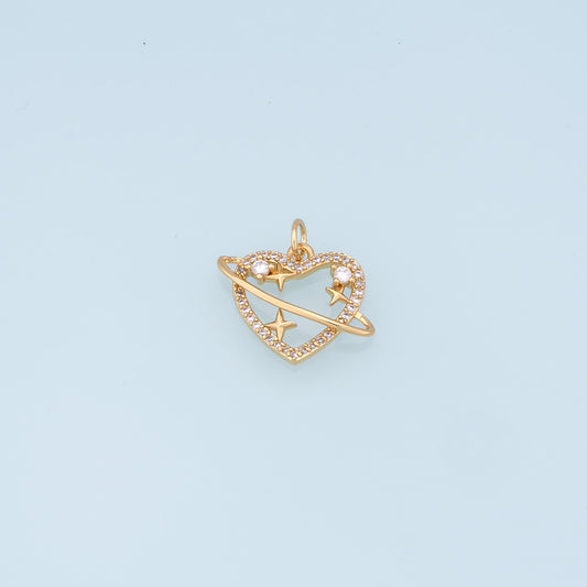 Gold Heart Charms,18K Gold Filled Heart Pendant,Heart Charm Bracelet Necklace for DIY Jewelry Making Supply