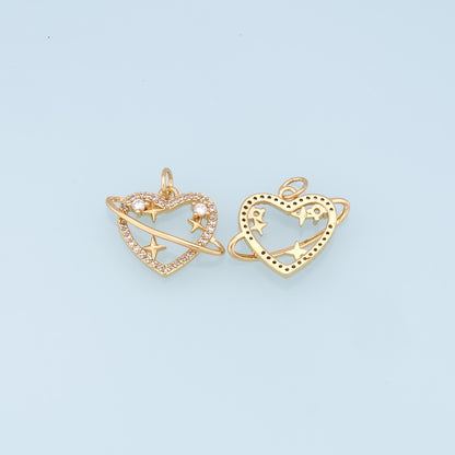 Gold Heart Charms,18K Gold Filled Heart Pendant,Heart Charm Bracelet Necklace for DIY Jewelry Making Supply