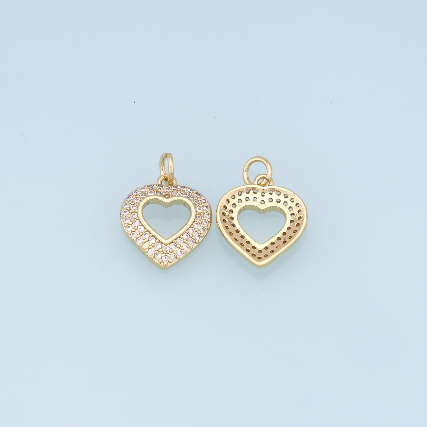 Gold Heart Charms,18K Gold Filled Heart Pendant,Heart Charm Bracelet Necklace for DIY Jewelry Making Supply