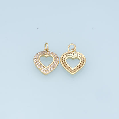 Gold Heart Charms,18K Gold Filled Heart Pendant,Heart Charm Bracelet Necklace for DIY Jewelry Making Supply