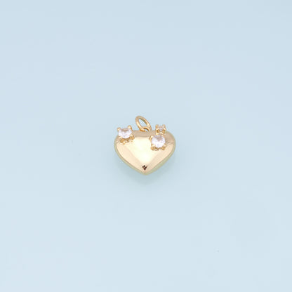 Gold Heart Charms,18K Gold Filled Heart Pendant,Heart Charm Bracelet Necklace for DIY Jewelry Making Supply