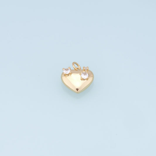 Gold Heart Charms,18K Gold Filled Heart Pendant,Heart Charm Bracelet Necklace for DIY Jewelry Making Supply