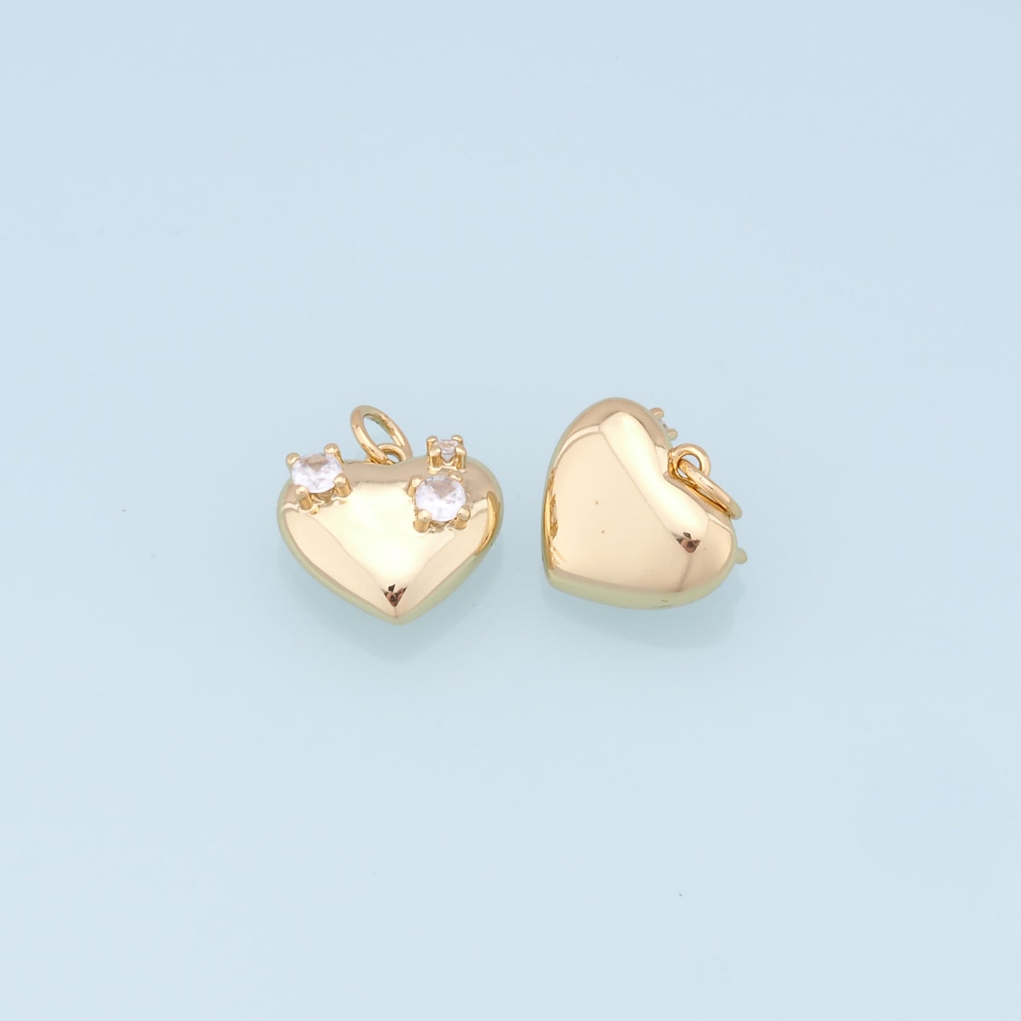 Gold Heart Charms,18K Gold Filled Heart Pendant,Heart Charm Bracelet Necklace for DIY Jewelry Making Supply