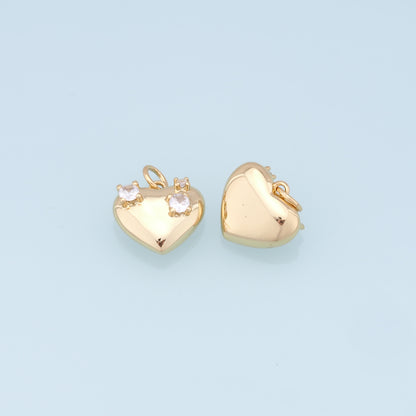 Gold Heart Charms,18K Gold Filled Heart Pendant,Heart Charm Bracelet Necklace for DIY Jewelry Making Supply