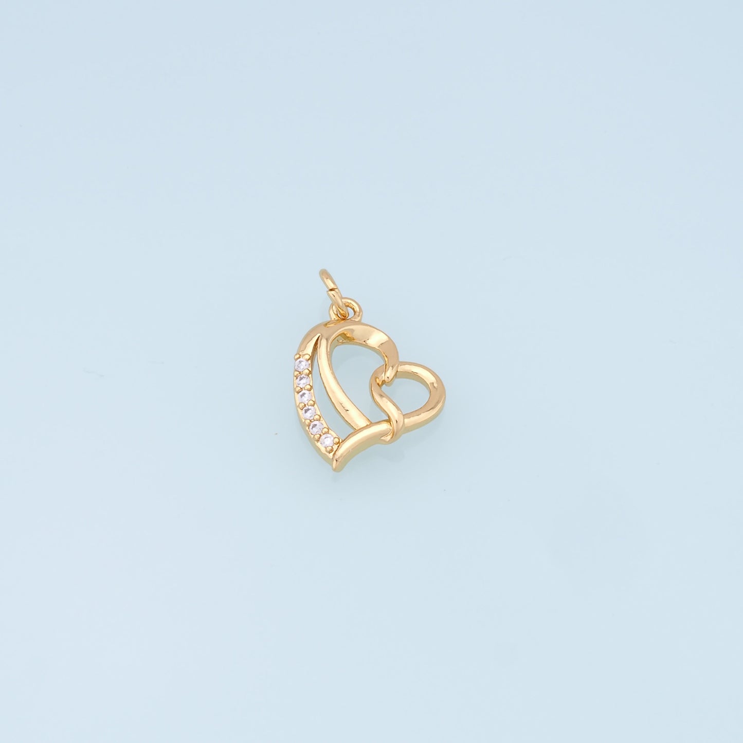Gold Heart Charms,18K Gold Filled Heart Pendant,Heart Charm Bracelet Necklace for DIY Jewelry Making Supply
