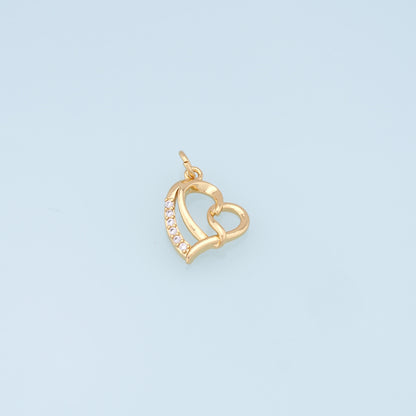 Gold Heart Charms,18K Gold Filled Heart Pendant,Heart Charm Bracelet Necklace for DIY Jewelry Making Supply