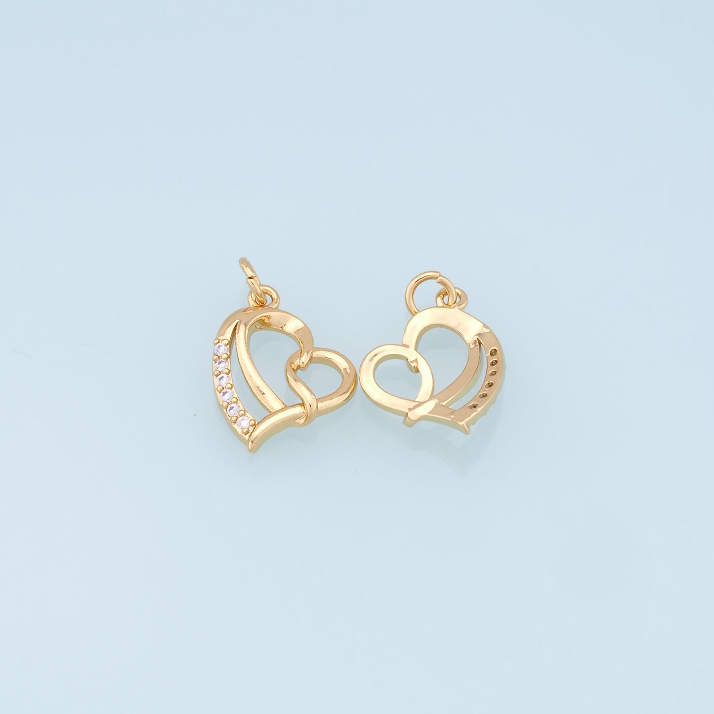 Gold Heart Charms,18K Gold Filled Heart Pendant,Heart Charm Bracelet Necklace for DIY Jewelry Making Supply