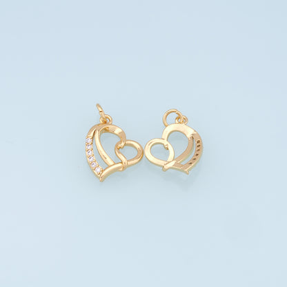 Gold Heart Charms,18K Gold Filled Heart Pendant,Heart Charm Bracelet Necklace for DIY Jewelry Making Supply