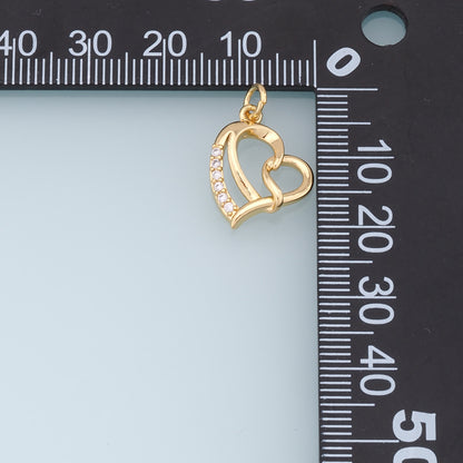 Gold Heart Charms,18K Gold Filled Heart Pendant,Heart Charm Bracelet Necklace for DIY Jewelry Making Supply