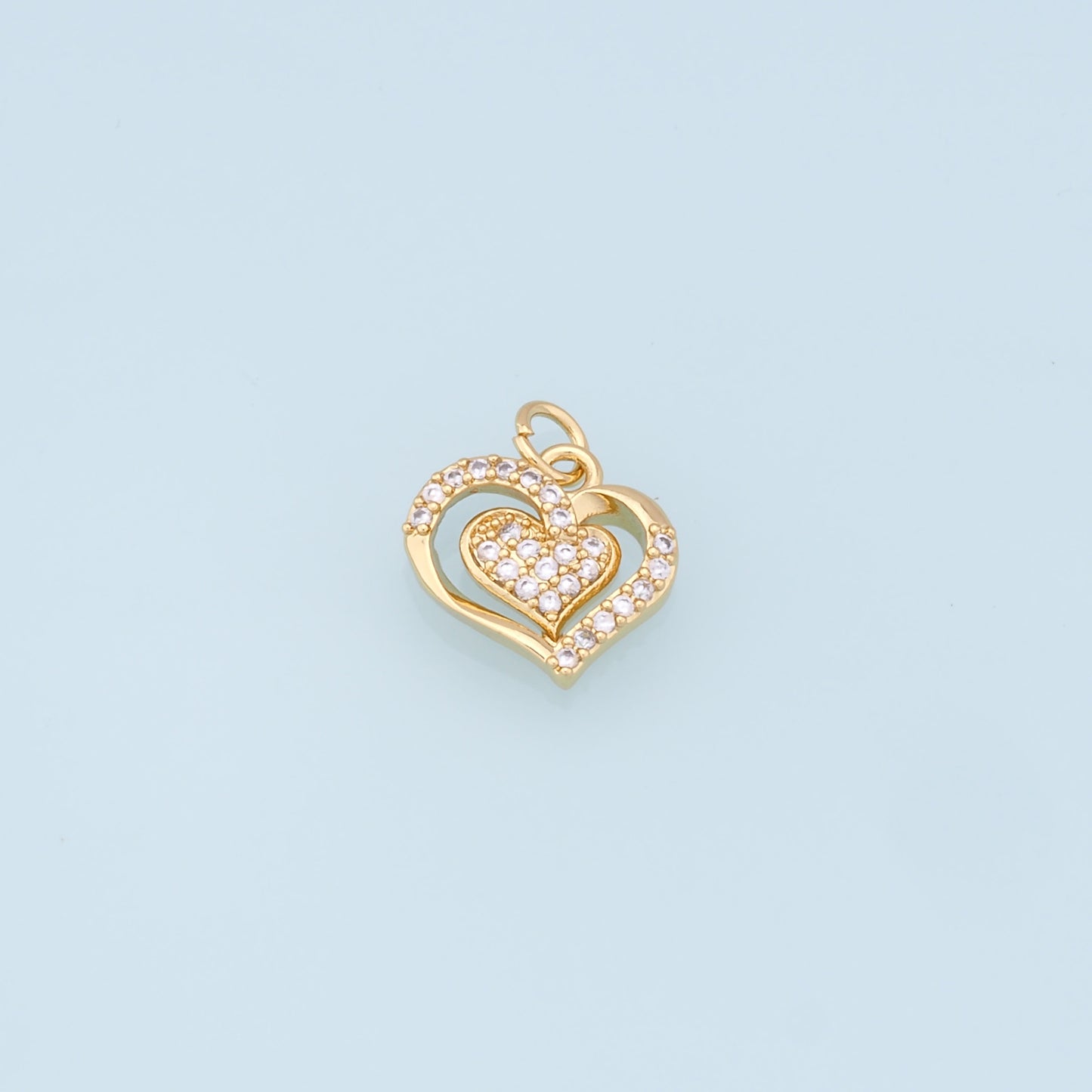 Gold Heart Charms,18K Gold Filled Heart Pendant,Heart Charm Bracelet Necklace for DIY Jewelry Making Supply