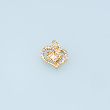 Gold Heart Charms,18K Gold Filled Heart Pendant,Heart Charm Bracelet Necklace for DIY Jewelry Making Supply