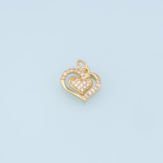 Gold Heart Charms,18K Gold Filled Heart Pendant,Heart Charm Bracelet Necklace for DIY Jewelry Making Supply