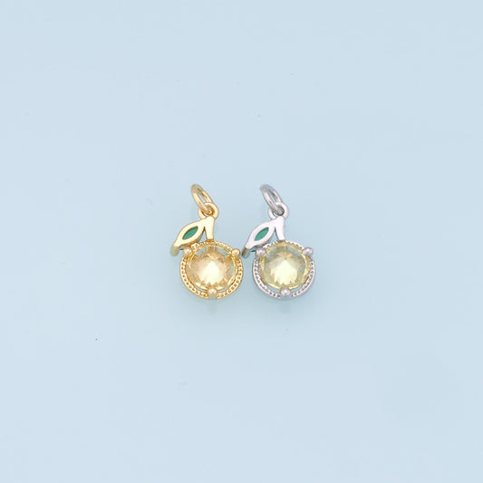Gold Tangerine Charms,18K Gold Filled Tangerine Pendant,Fruit Charm Bracelet Necklace for DIY Jewelry Making Supply