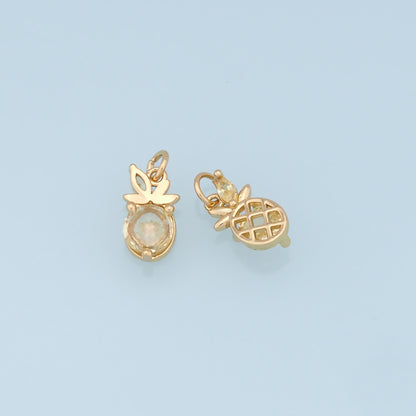 Gold Pineapple Charms,18K Gold Filled Pineapple Pendant,Fruit Charm Bracelet Necklace for DIY Jewelry Making Supply
