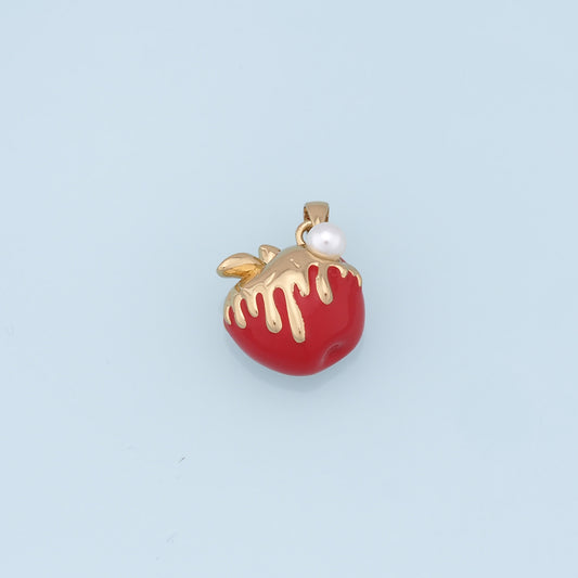 Gold Apple Charms,18K Gold Filled Apple Pendant,Fruit Charm Bracelet Necklace for DIY Jewelry Making Supply