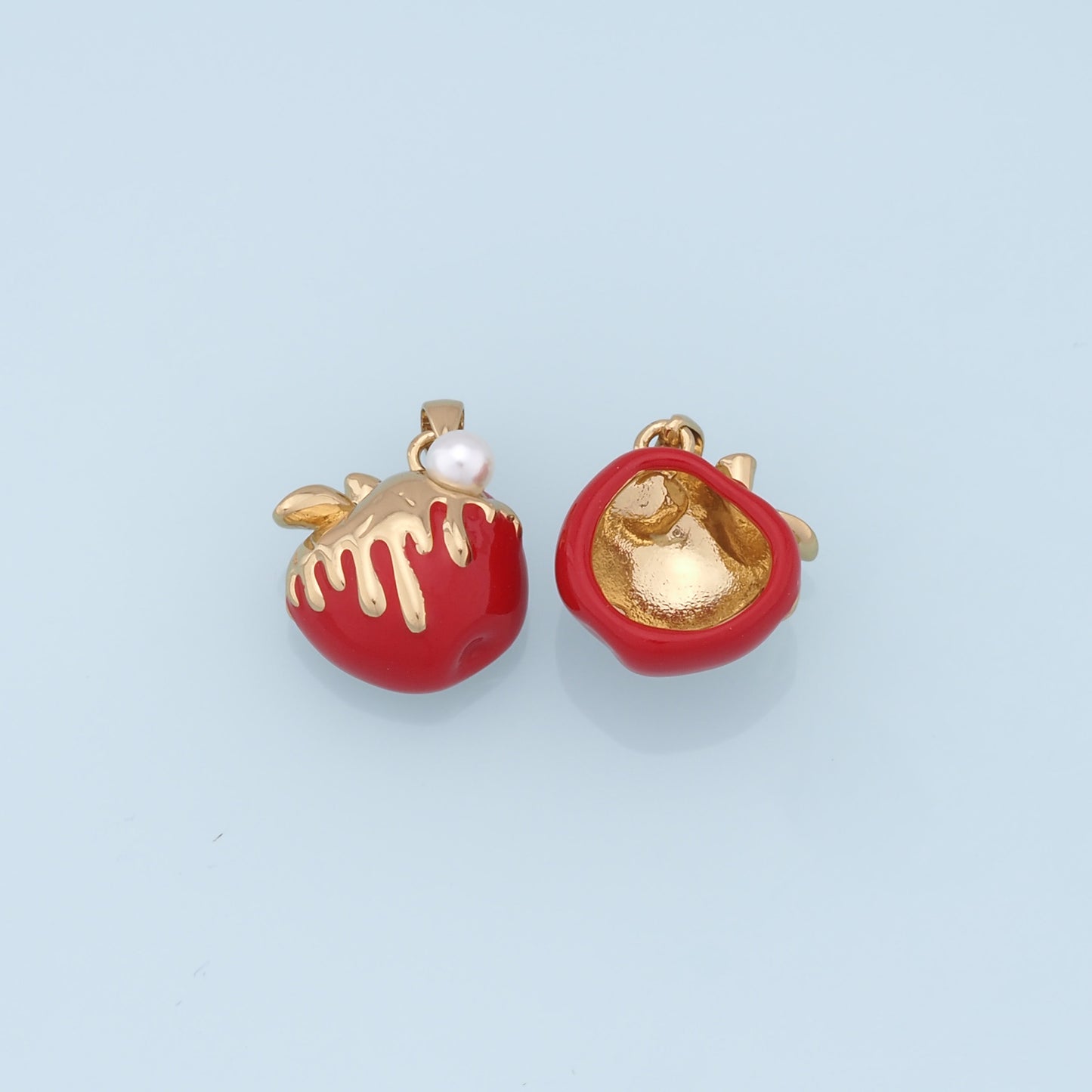 Gold Apple Charms,18K Gold Filled Apple Pendant,Fruit Charm Bracelet Necklace for DIY Jewelry Making Supply