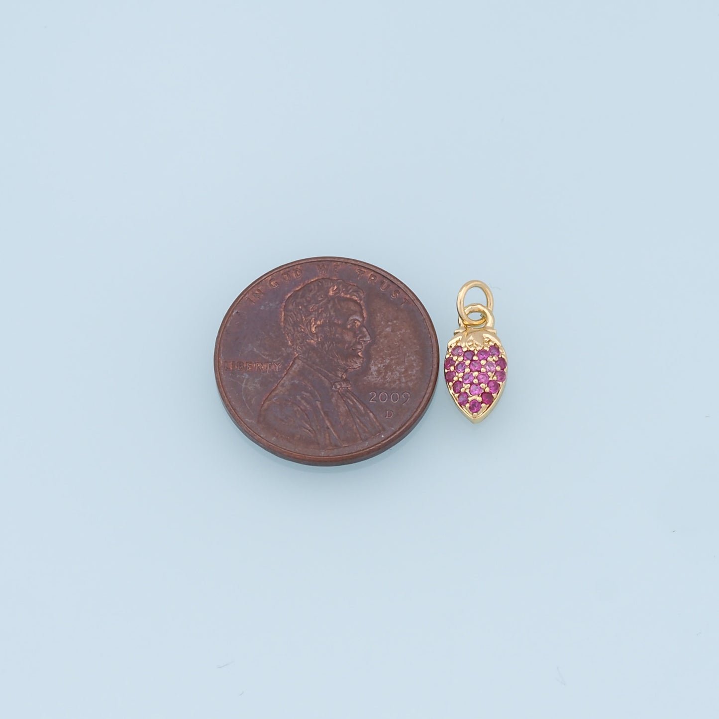 Gold Small Strawberry Charms,18K Gold Filled CZ Strawberry Pendant,Strawberry Charm Bracelet Necklace for DIY Jewelry Making Supply