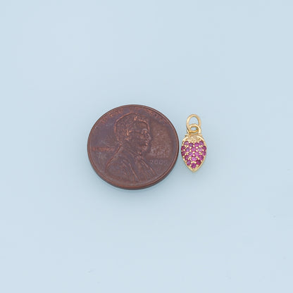 Gold Small Strawberry Charms,18K Gold Filled CZ Strawberry Pendant,Strawberry Charm Bracelet Necklace for DIY Jewelry Making Supply