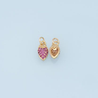 Gold Small Strawberry Charms,18K Gold Filled CZ Strawberry Pendant,Strawberry Charm Bracelet Necklace for DIY Jewelry Making Supply