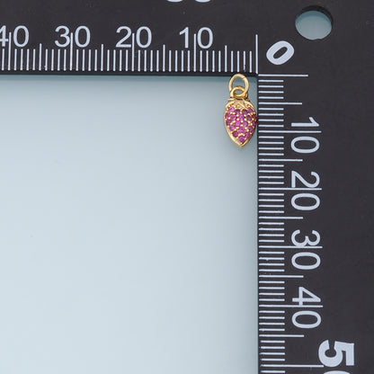 Gold Small Strawberry Charms,18K Gold Filled CZ Strawberry Pendant,Strawberry Charm Bracelet Necklace for DIY Jewelry Making Supply