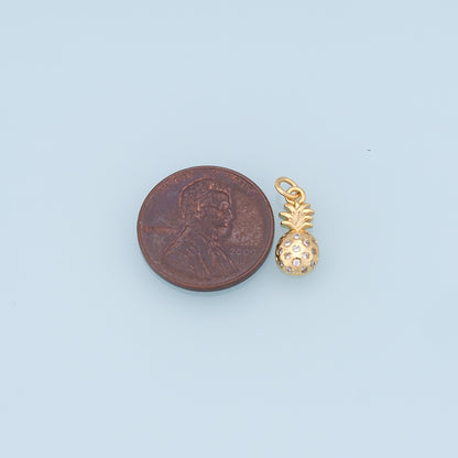 Gold Pineapple Charms,18K Gold Filled Pineapple Pendant,Fruit Charm Bracelet Necklace for DIY Jewelry Making Supply