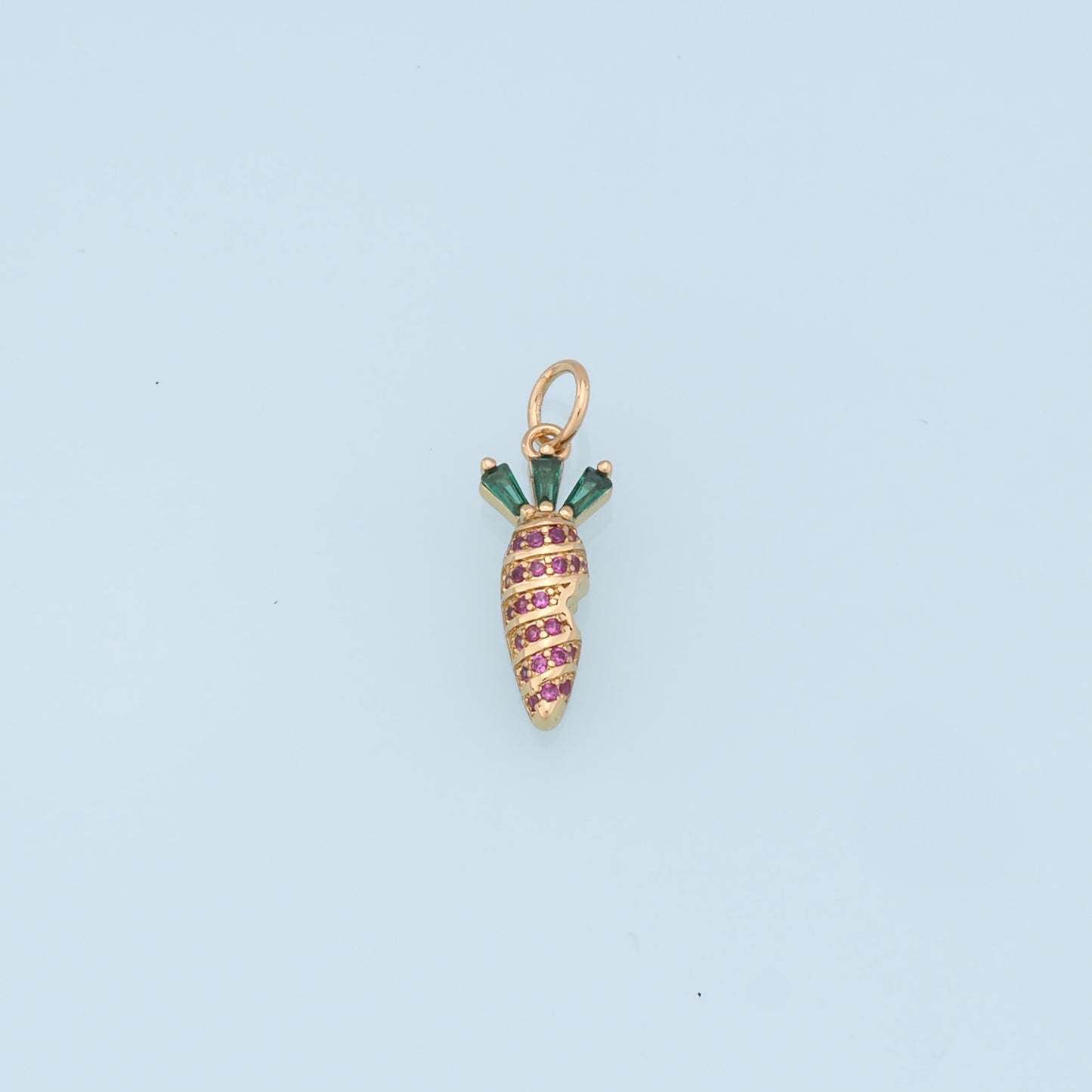 Gold Carrot Charms,18K Gold Filled CZ Carrot Pendant,Vegetable Charm Bracelet Necklace for DIY Jewelry Making Supply