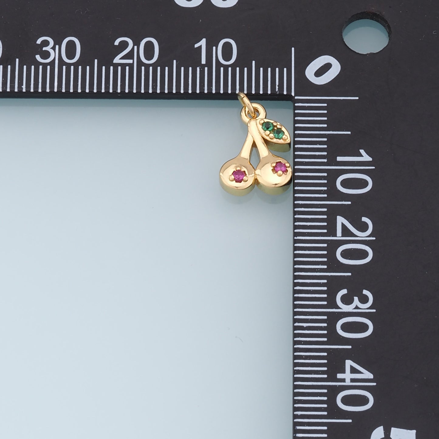 Gold Cherry Charms,18K Gold Filled Cherry Pendant,Fruit Charm Bracelet Necklace for DIY Jewelry Making Supply