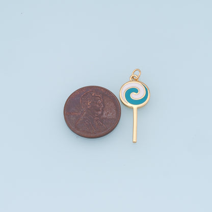 Gold Lollipop Charms,18K Gold Filled Enamel Lollipop Pendant,Candy Charm Bracelet Necklace for DIY Jewelry Making Supply